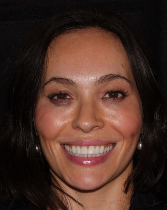 Woman smiling teeth visible