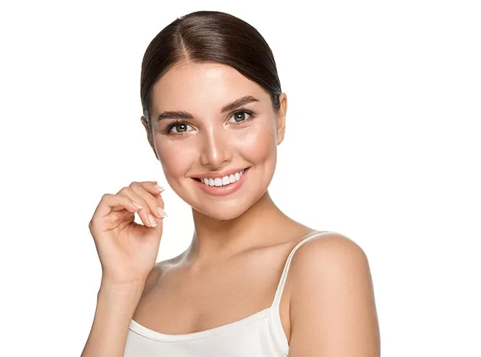 Smiling woman after teeth whitening Pyrmont treatment